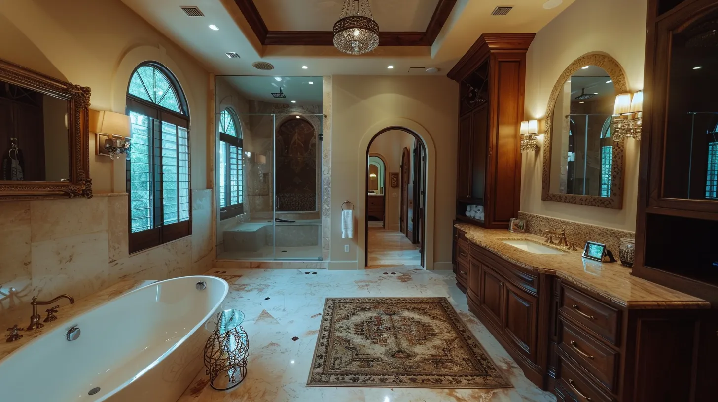 custom lighting in and upscale bathroom